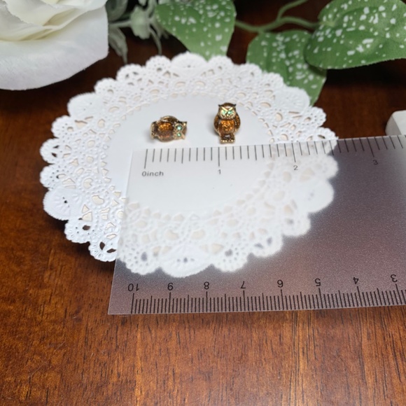 Hooting Adorable! Enamel and Crystal Owl Earrings - Picture 6 of 7